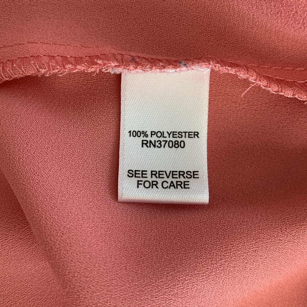 CATO Women’s PLUS Blouse Coral Split Neck‎ Button Sleeve High/Low Hem 18/20W - Picture 9 of 14